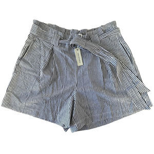 Max Studio Women's Paperbag Mini Shorts w/ Belt Striped Dotted Print Size L